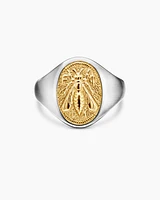 Petrvs® Bee Pinky Ring Sterling Silver with 18K Yellow Gold, 15.5mm