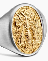 Petrvs® Bee Pinky Ring Sterling Silver with 18K Yellow Gold, 15.5mm