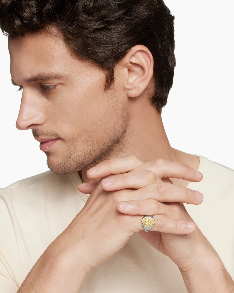 Petrvs® Bee Pinky Ring Sterling Silver with 18K Yellow Gold, 15.5mm