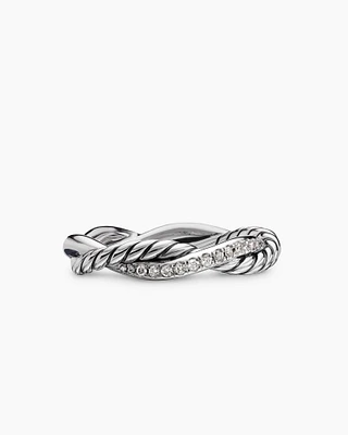 Petite Infinity Band Ring Sterling Silver with Diamonds, 4mm