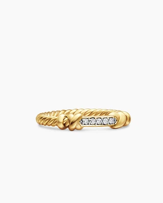 Petite Helena Wrap Band Ring 18K Yellow Gold with Diamonds, 4mm