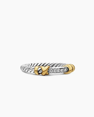 Petite Helena Wrap Band Ring Sterling Silver with 18K Yellow Gold and Diamonds, 4mm