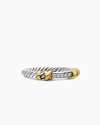 Petite Helena Wrap Band Ring Sterling Silver with 18K Yellow Gold and Diamonds, 4mm