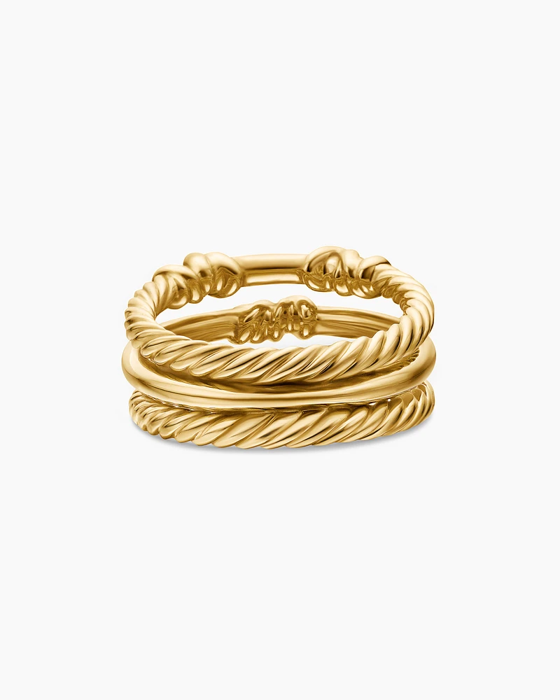 Petite Helena Wrap Three Row Ring in 18K Yellow Gold with Diamonds, 12mm