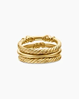 Petite Helena Wrap Three Row Ring in 18K Yellow Gold with Diamonds, 12mm