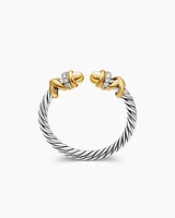 Petite Helena Ring Sterling Silver with 18K Yellow Gold Domes and Diamonds, 2.5mm