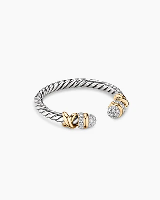 Petite Helena Open Ring Sterling Silver with 18K Yellow Gold and Diamonds, 2.5mm