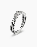 Petite X Ring Sterling Silver with Diamonds, 4mm