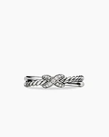 Petite X Ring Sterling Silver with Diamonds, 4mm