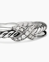 Petite X Ring Sterling Silver with Diamonds, 4mm