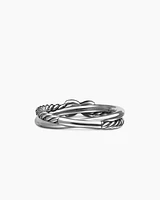 Petite X Ring Sterling Silver with Diamonds, 4mm