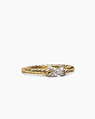 Petite X Ring 18K Yellow Gold with Diamonds, 2.2mm