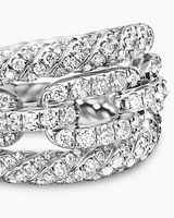 Stax Three Row Ring in 18K White Gold with Diamonds, 14mm