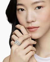 Stax Three Row Ring in 18K White Gold with Diamonds, 14mm