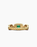 Stax Chain Link Stone Ring 18K Yellow Gold with Diamonds and Emerald, 7mm