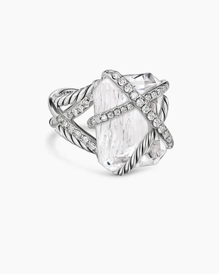 Cable Wrap Ring Sterling Silver with Crystal and Diamonds, 20.4mm