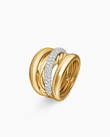 Pavé Crossover Five Row Ring 18K Yellow Gold with Diamonds, 17.7mm