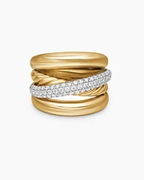 Pavé Crossover Five Row Ring 18K Yellow Gold with Diamonds, 17.7mm