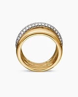 Pavé Crossover Five Row Ring 18K Yellow Gold with Diamonds, 17.7mm