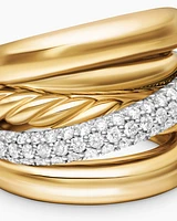 Pavé Crossover Five Row Ring 18K Yellow Gold with Diamonds, 17.7mm