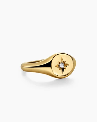 Cable Collectibles® Starset Pinky Ring in 18K Yellow Gold with Centre Diamond, 7mm