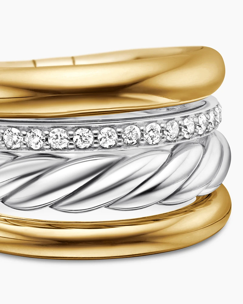 DY Mercer® Multi Row Ring Sterling Silver with 18K Yellow Gold and Diamonds