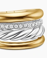 DY Mercer® Multi Row Ring Sterling Silver with 18K Yellow Gold and Diamonds