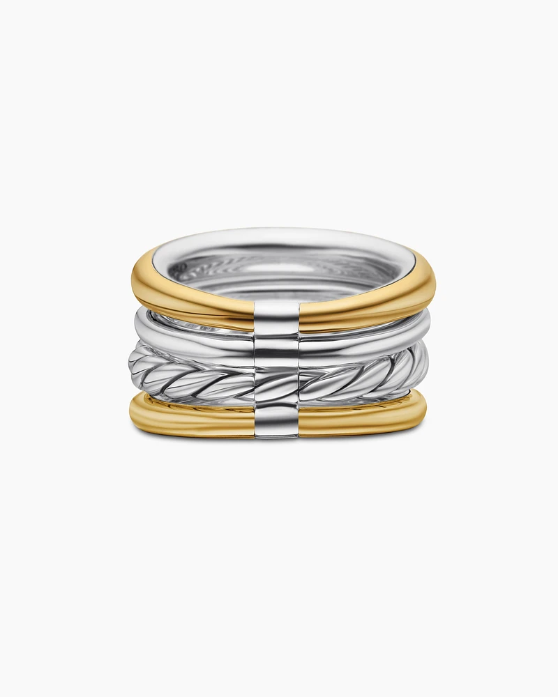 DY Mercer® Multi Row Ring Sterling Silver with 18K Yellow Gold and Diamonds