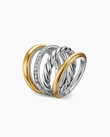 DY Mercer® Multi Row Ring Sterling Silver with 18K Yellow Gold and Diamonds
