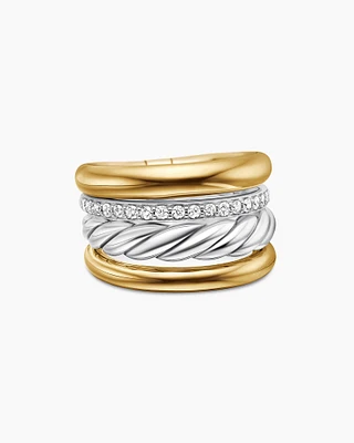 DY Mercer® Multi Row Ring Sterling Silver with 18K Yellow Gold and Diamonds