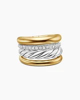 DY Mercer® Multi Row Ring Sterling Silver with 18K Yellow Gold and Diamonds