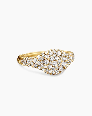 Petite Pavé Pinky Ring 18K Yellow Gold with Diamonds, 7mm