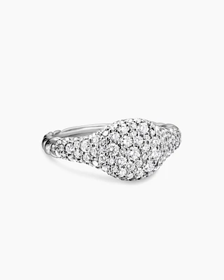 Petite Pavé Pinky Ring 18K White Gold with Diamonds, 7mm