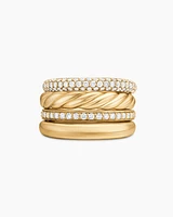 DY Mercer® Multi Row Ring 18K Yellow Gold with Diamonds, 14mm