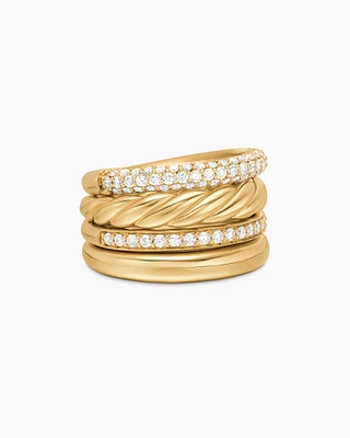 DY Mercer® Multi Row Ring 18K Yellow Gold with Diamonds, 14mm