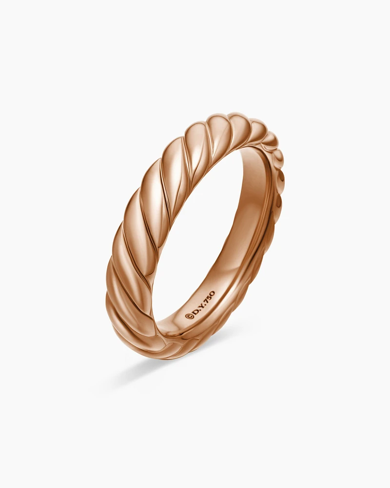 Sculpted Cable Band Ring 18K Rose Gold, 4.6mm