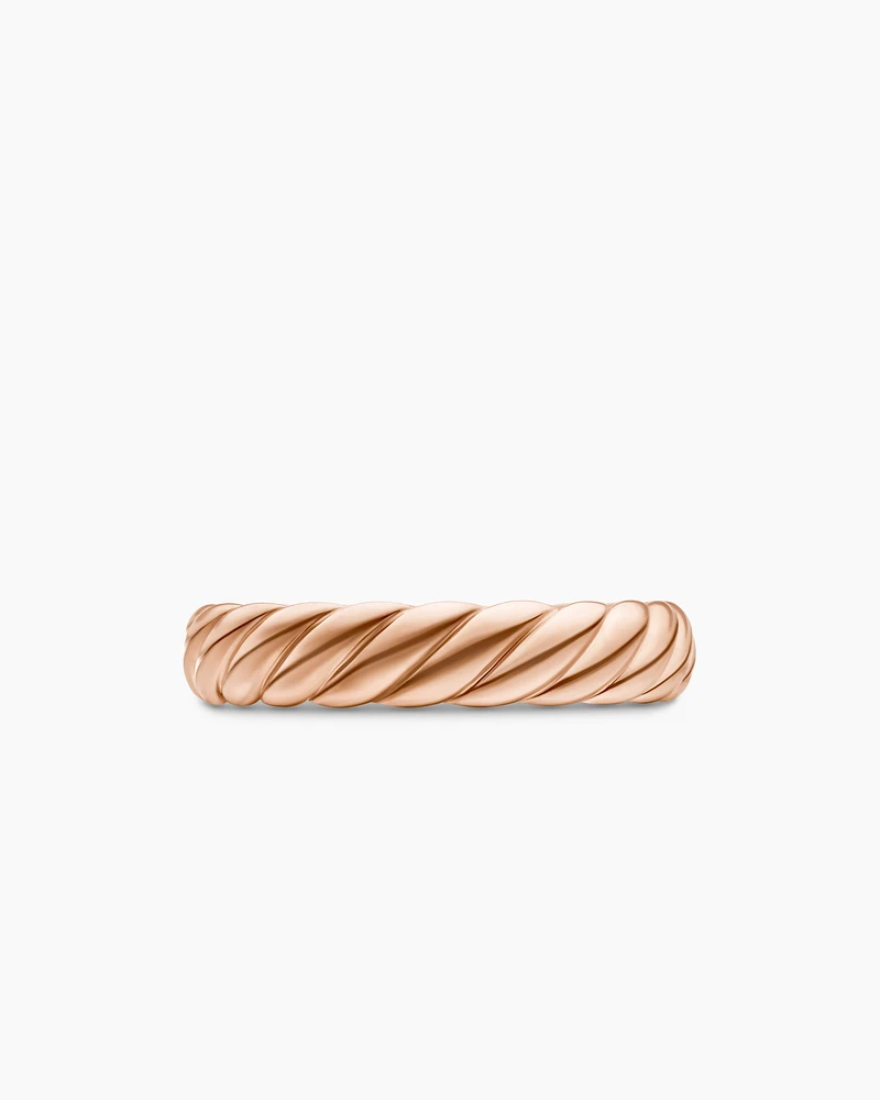Sculpted Cable Band Ring 18K Rose Gold, 4.6mm