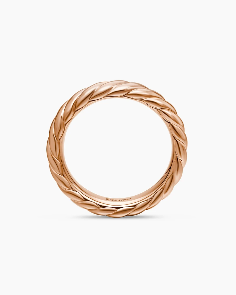 Sculpted Cable Band Ring 18K Rose Gold, 4.6mm