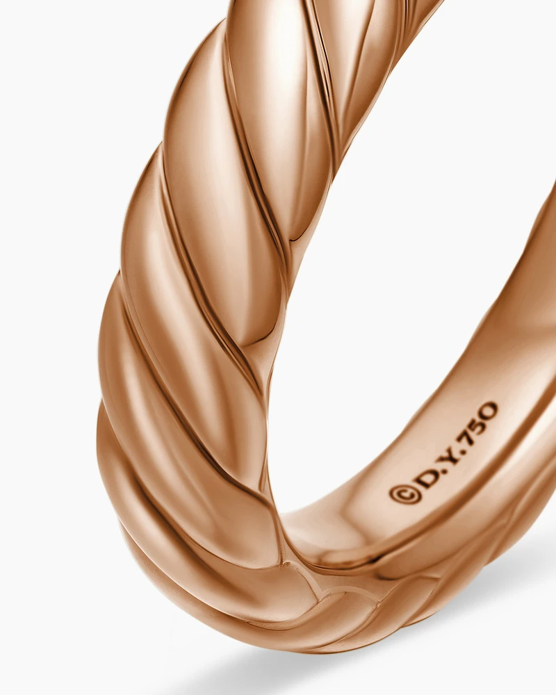 Sculpted Cable Band Ring 18K Rose Gold, 4.6mm