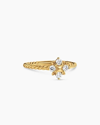 Petite Modern Renaissance Pyramid Ring 18K Yellow Gold with Diamonds, 6.2mm