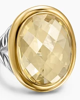 Albion® Oval Ring Sterling Silver with 18K Yellow Gold and Champagne Citrine, 21mm