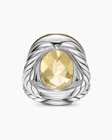 Albion® Oval Ring Sterling Silver with 18K Yellow Gold and Champagne Citrine, 21mm