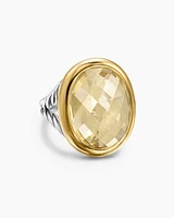Albion® Oval Ring Sterling Silver with 18K Yellow Gold and Champagne Citrine, 21mm