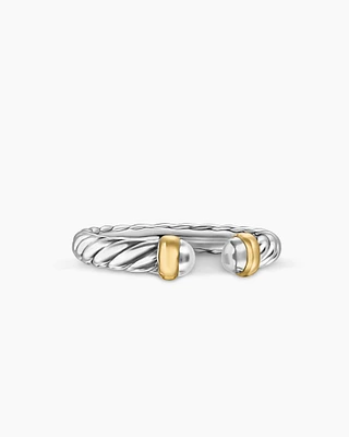 Petite Cable Ring Sterling Silver with 14K Yellow Gold, 3.4mm