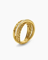 Crossover Trio Three Row Ring 18K Yellow Gold with Diamonds, 8mm