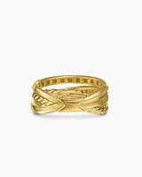 Crossover Trio Three Row Ring 18K Yellow Gold with Diamonds, 8mm