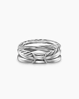 Crossover Three Row Ring Sterling Silver with 18K Yellow Gold and Diamonds, 7mm