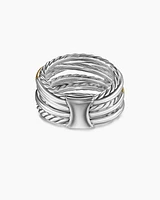 Crossover Seven Row Ring Sterling Silver with 18K Yellow Gold and Diamonds, 16mm
