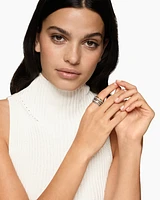 Crossover Seven Row Ring Sterling Silver with 18K Yellow Gold and Diamonds, 16mm