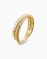 Crossover Two Row Ring 18K Yellow Gold with Diamonds